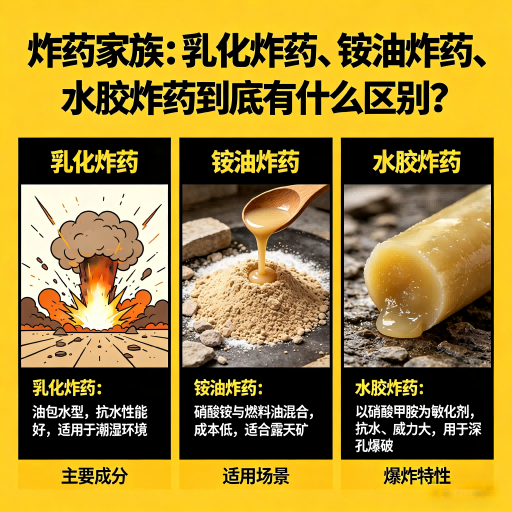肥东炸药家族：乳化炸药、铵油炸药、水胶炸药到底有什么区别？